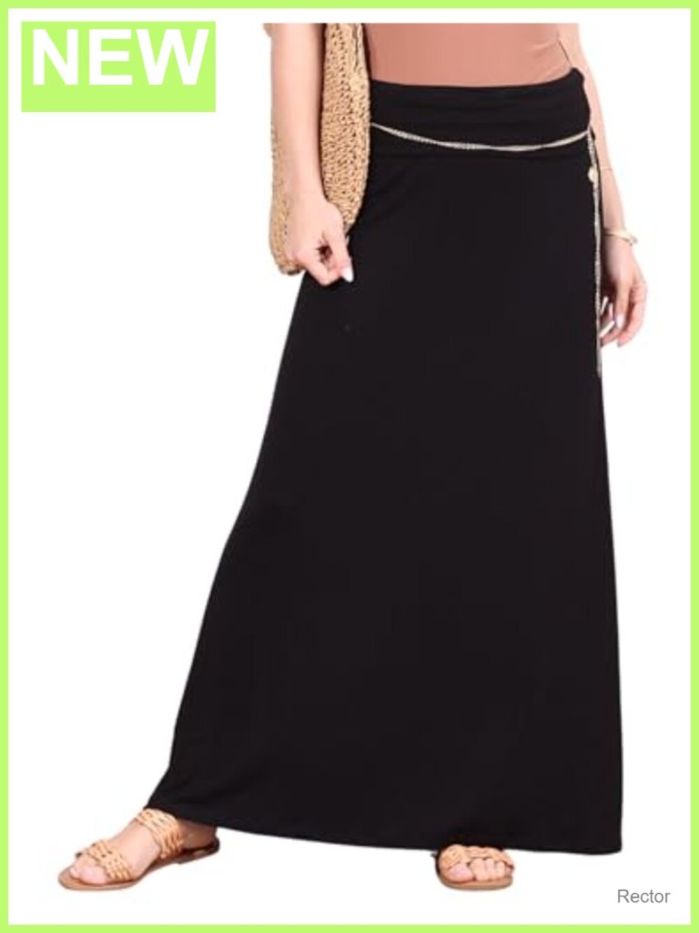 Popana Long Maxi Skirt Flowy A-Line Stretch Rayon Spandex